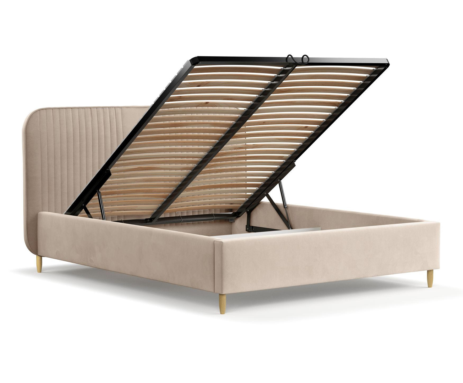 POLSTERBETT Livy Beige 120/200 cm im Samtstoff - Beige/Naturfarben, Holz/Holzwerkstoff (120/200cm) - Maison de Reve