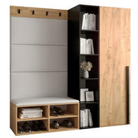 GARDEROBEN-SET 164/184/42 - Eichefarben/Schwarz, Holz/Kunststoff (164/184/42cm) - MÖBEL KRYSPOL