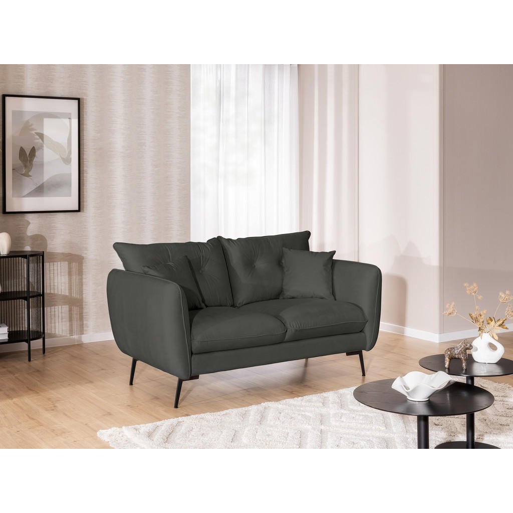 Thumbnail - S-Style Möbel Sitzgarnitur, Dunkelgrau, Textil, Echtholz, Teilmassiv,Buche, Birke, 3-Sitzer, Füllung: Silikon,Silikon,Po...