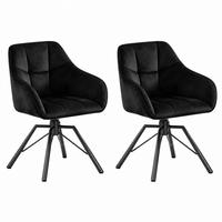 ESSSTUHL 2er-Set drehbar Samt Schwarz - Schwarz, Metall (54/82.5/57cm) - Meubliv