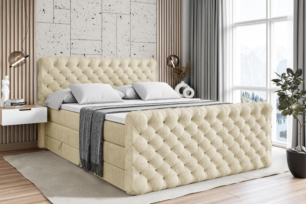 BOXSPRINGBETT BOXI8-Z KING - 180x200 - H3/H4 - Beige - Beige, Holzwerkstoff (180/200cm) - ALTDECOR