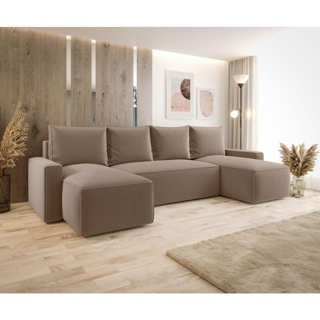 Thumbnail - Bedante Wohnlandschaft, Cappuccino, Textil, U-Form, 300x75x140 cm, Wohnzimmer, Sofas & Couches, Wohnlandschaften, Wohnla...