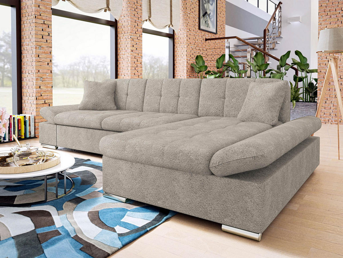 ECKSOFA Malwi, Seite: Rechts - Hellbraun, Holz/Textil (278/161cm) - MIRJAN24