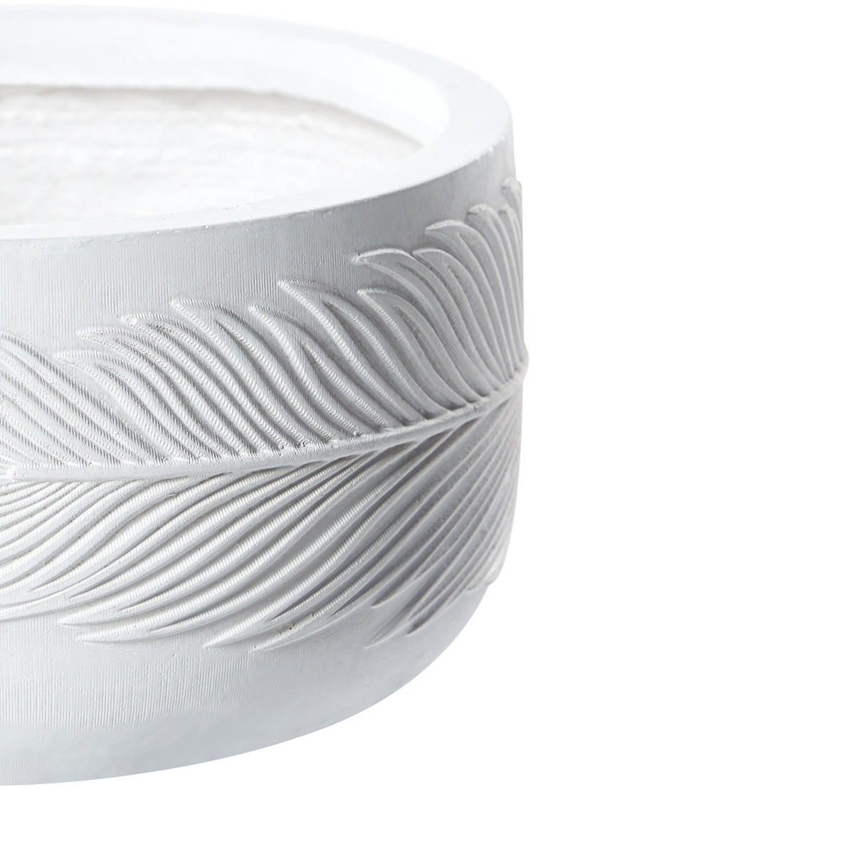 CVETLIČNI LONEC kremasto bela okrogel 43/43/23 cm Ftero - bela, naravni materiali (23cm) - Beliani