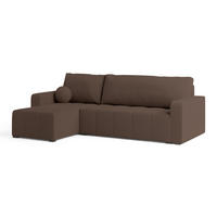 ECKSOFA VOLIRA Braun Boucle-Stoff mit Schlaffunktion - Braun, Holz (230/143cm) - MASSENO