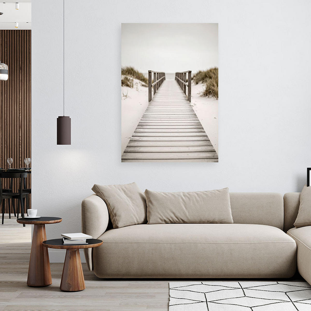 LEINWANDBILD Pier Strandlandschaft Natur 80x120cm - Beige, Textil (80/120cm) - Feeby