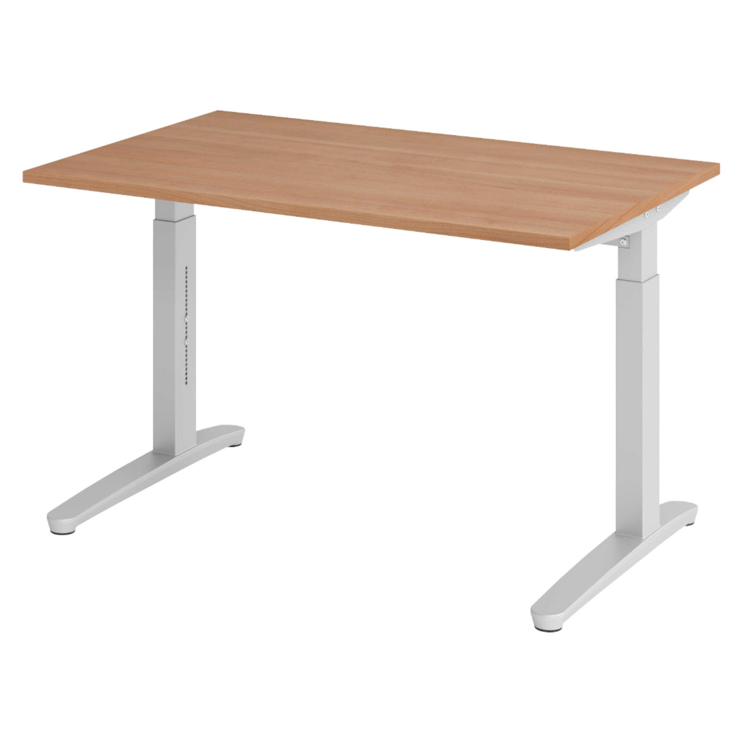 SCHREIBTISCH Serie-XB 80/120/74 cm in Nussbaumfarben/Silberfarben - Silberfarben/Nussbaumfarben, Holzwerkstoff (80/120/74cm) - bümö