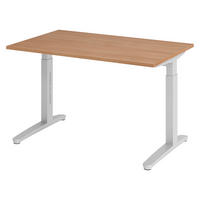 SCHREIBTISCH Serie-XB 80/120/74 cm in Nussbaumfarben/Silberfarben - Silberfarben/Nussbaumfarben, Holzwerkstoff (80/120/74cm) - bümö