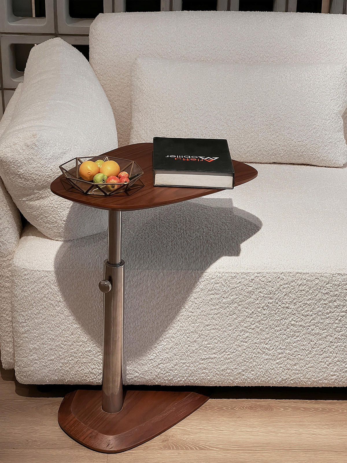 BEISTELLTISCH - höhenverstellbar, Echtholzfurnier / Metall - Walnussfarben, Holzwerkstoff (35/48/68cm) - home24