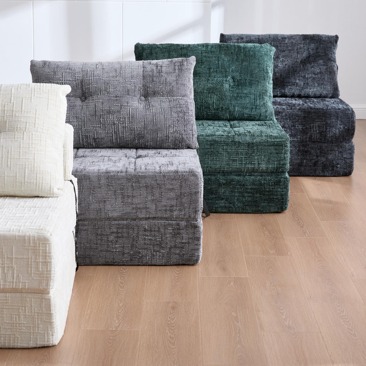 SCHLAFSESSEL klappbar Chenille Gray mit Kissen - Grau, Kunststoff (79/57/79cm) - Beauniv