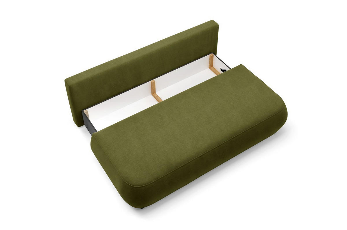 SCHLAFSOFA mit Bettkasten Grün - Schwarz/Grün, Holz/Holzwerkstoff (210/82/106cm) - Furnisell