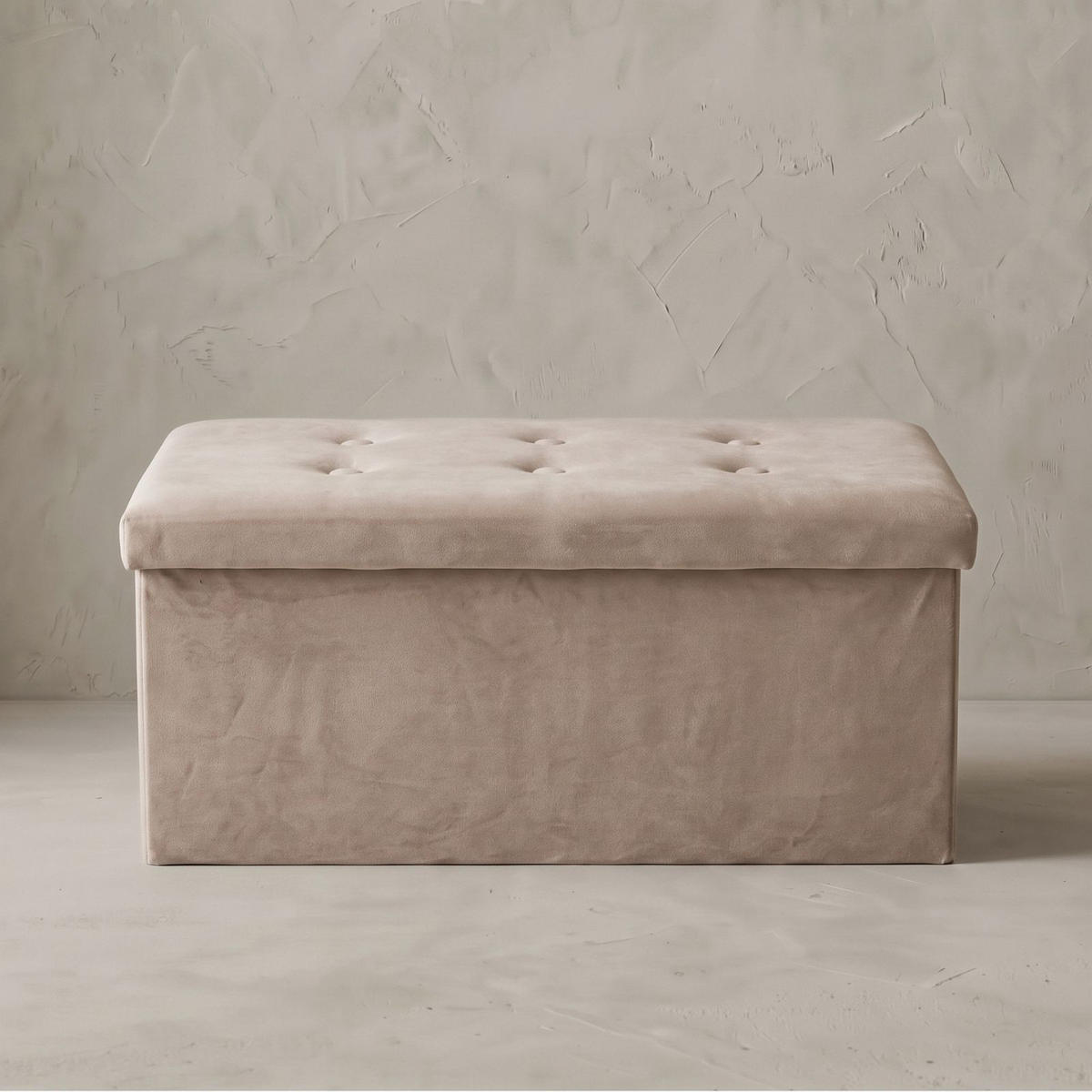 SAMTHOCKER mit Stauraum 76/38/38 cm - Beige, Textil (38/38/76cm) - SCENA LIVING