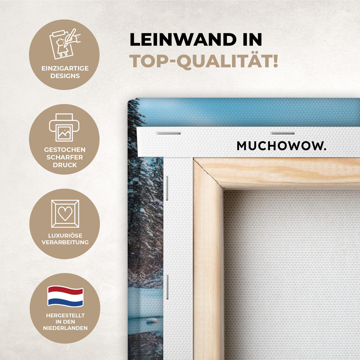 LEINWANDBILD Winterlandschaft - Natur - Haus - Berge - Schnee 30x20 cm - Hellblau, Textil (30/20cm) - MuchoWow