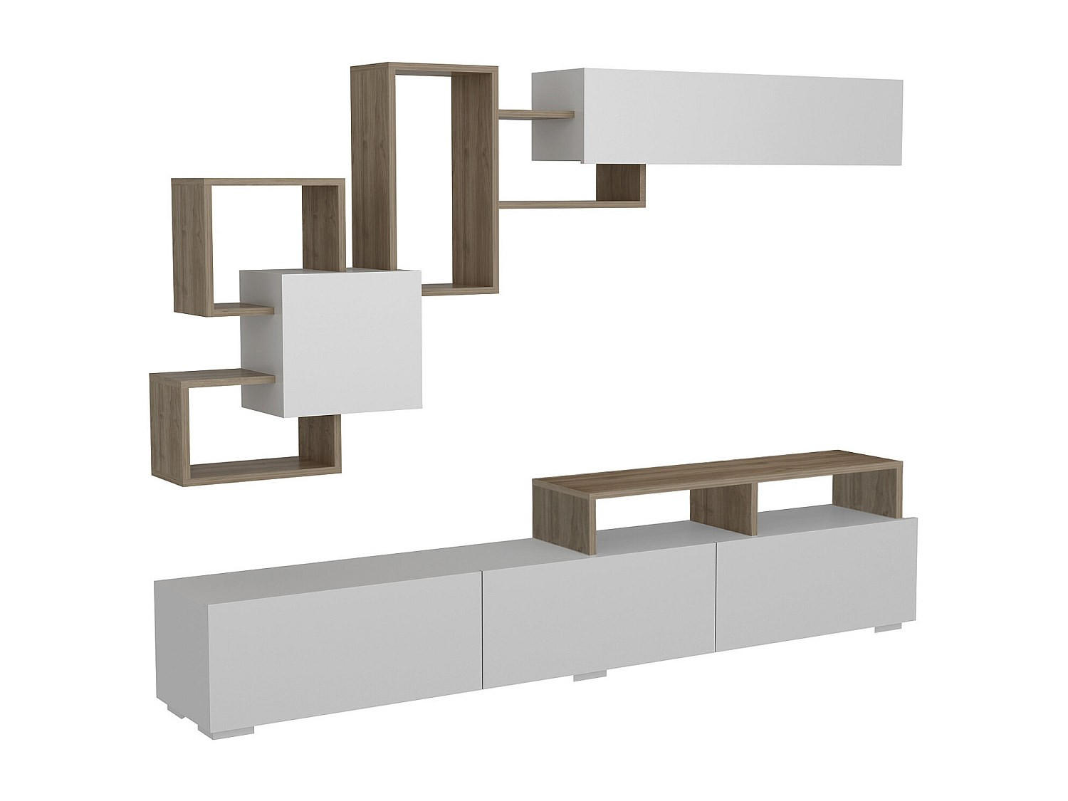 Vente-Unique Tv-Wand Weiß 210x46.8x36.8 cm