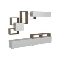 TV-WAND - 210 x 36.8 - holz - naturfarben hell, weiß Taloli - Weiß, Holz (210/46.8/36.8cm) - Vente-Unique