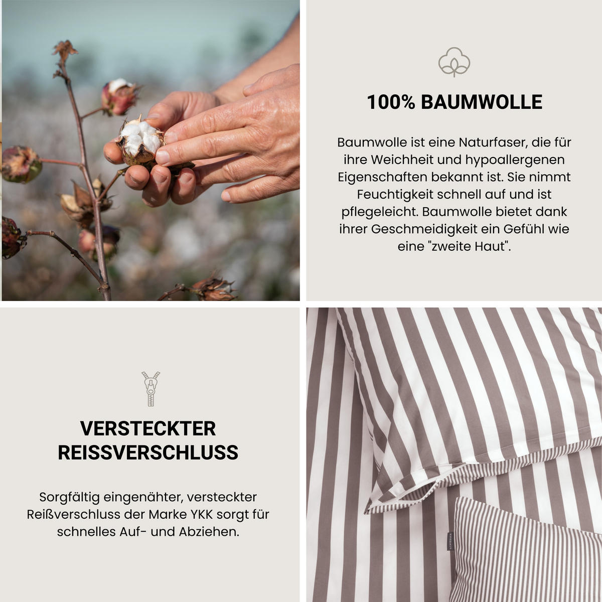 BETTWÄSCHESET Marie - Feinbiber - 2-teilig - 135 x 200 cm - Grau - Grau, Textil (135/200cm) - SCHIESSER