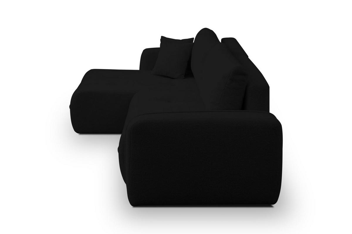 ECKSOFA CLOUD mit Schlaffunktion und Bettkasten Boucle Cloud (Schwarz) - Schwarz, Textil (276/145cm) - VENASI MÖBEL