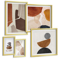 BILDER SET 5er Set - 50x50 cm & 20x30 cm & 40x60 cm Goldrahmen - Abstrakte Malerei Dekorationen - Goldfarben, Kunststoff (40/60cm) - TULUP
