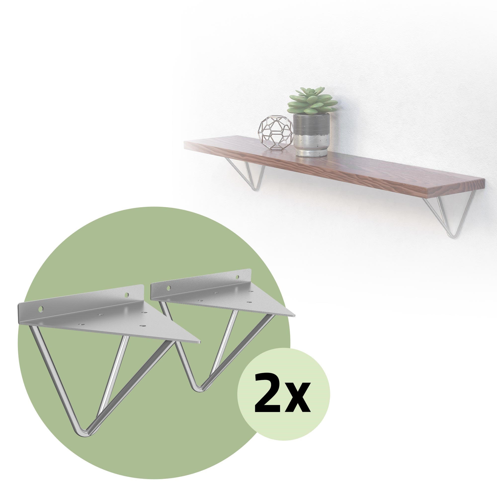 REGALHALTERUNG 2er Set 160mm Grau - Grau, Metall (15.5/17/16cm) - ML-DESIGN