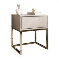 NACHTTISCH BLANCO KASZMIR auf verchromtem Gestell PUSH OPEN kaschmir/gold chrom - Goldfarben, Holzwerkstoff (45/52/37cm) - Lookway