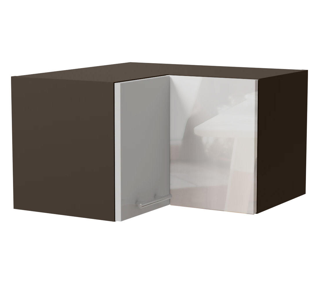 Feldmann-Wohnen Eckhängeschrank Weiß Hochglanz, Dunkelgrau 60x36x60 cm