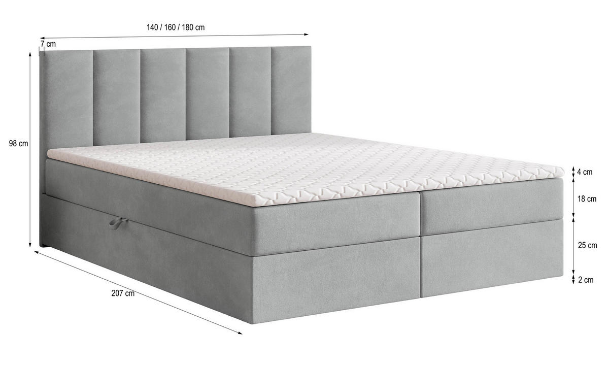 BOXBETT MERIL 140x200 cm mit Matratze und Topper - Rosa - Rosa, Holz (140/200cm) - MASSENO