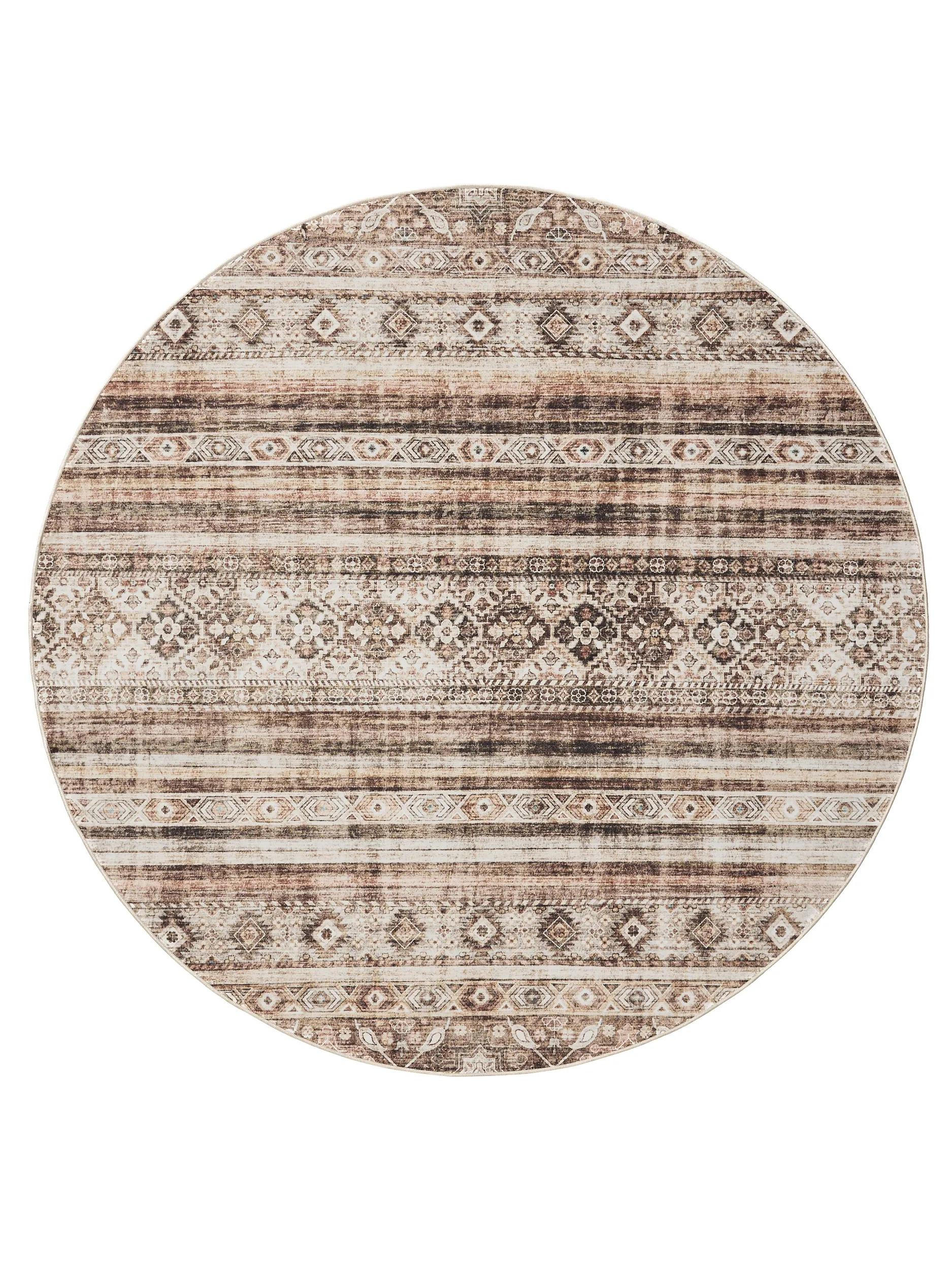 VINTAGE-TEPPICH George waschbar ø 160 cm rund - Braun, Kunststoff (160/160cm) - benuta