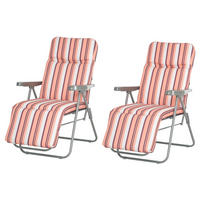 SONNENLIEGE 2er-Set, 5-fach verstellbar, 60 x 75 x 102 cm, Grau-Orange - Pink, Metall (75/102/60cm) - Vallsero