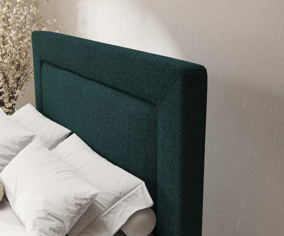 BOXSPRINGBETT Laguno Grün 160/200 cm mit Latex-Topper - Silberfarben/Grün, Holz/Holzwerkstoff (160/200cm) - Maison de Reve