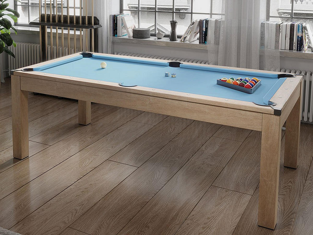 MULTIFUNKTIONSTISCH Billard & Tischtennis - 213 x 112 x 81,5 cm - Blau - BALTHAZAR - Blau, Holz (213.4/111.8cm) - Vente-Unique