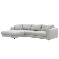 ECKSOFA mit Longchair - Schwarz/Grau, Textil (286/183cm) - home24