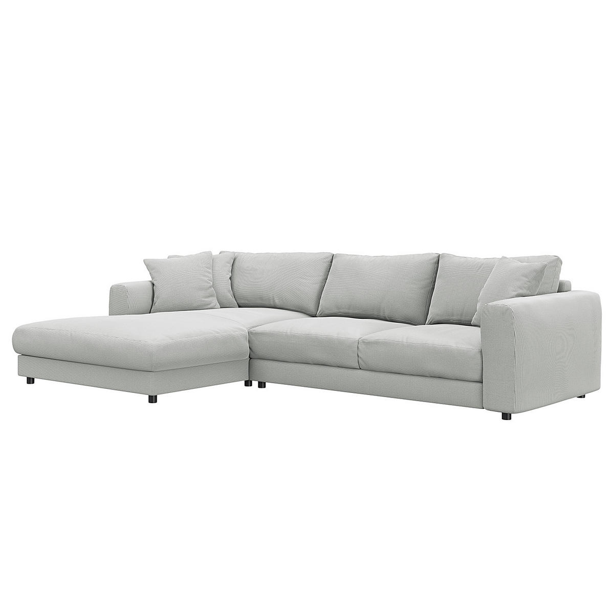 ECKSOFA mit Longchair - Schwarz/Grau, Textil (286/183cm) - home24