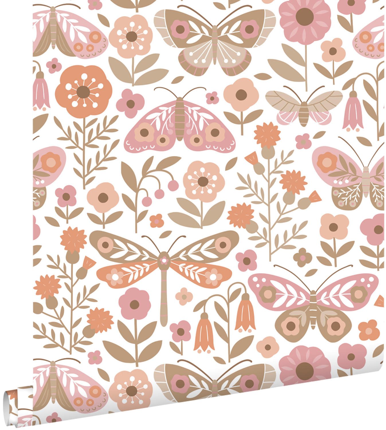 TAPETE Blumen & Schmetterlinge 50 x 900 cm - Weiß, Papier (50/0.1cm) - ESTAhome