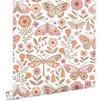 TAPETE Blumen & Schmetterlinge 50 x 900 cm - Weiß, Papier (50/0.1cm) - ESTAhome