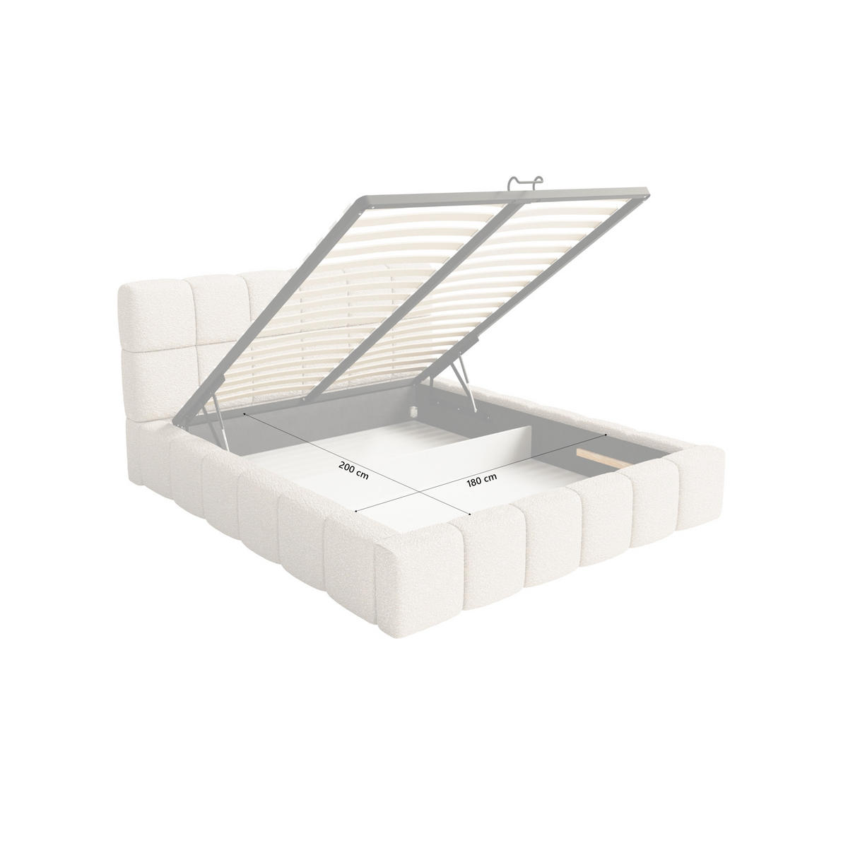POLSTERBETT Lund 180x200 cm, Beige - Beige, Textil (180/200cm) - Fedve