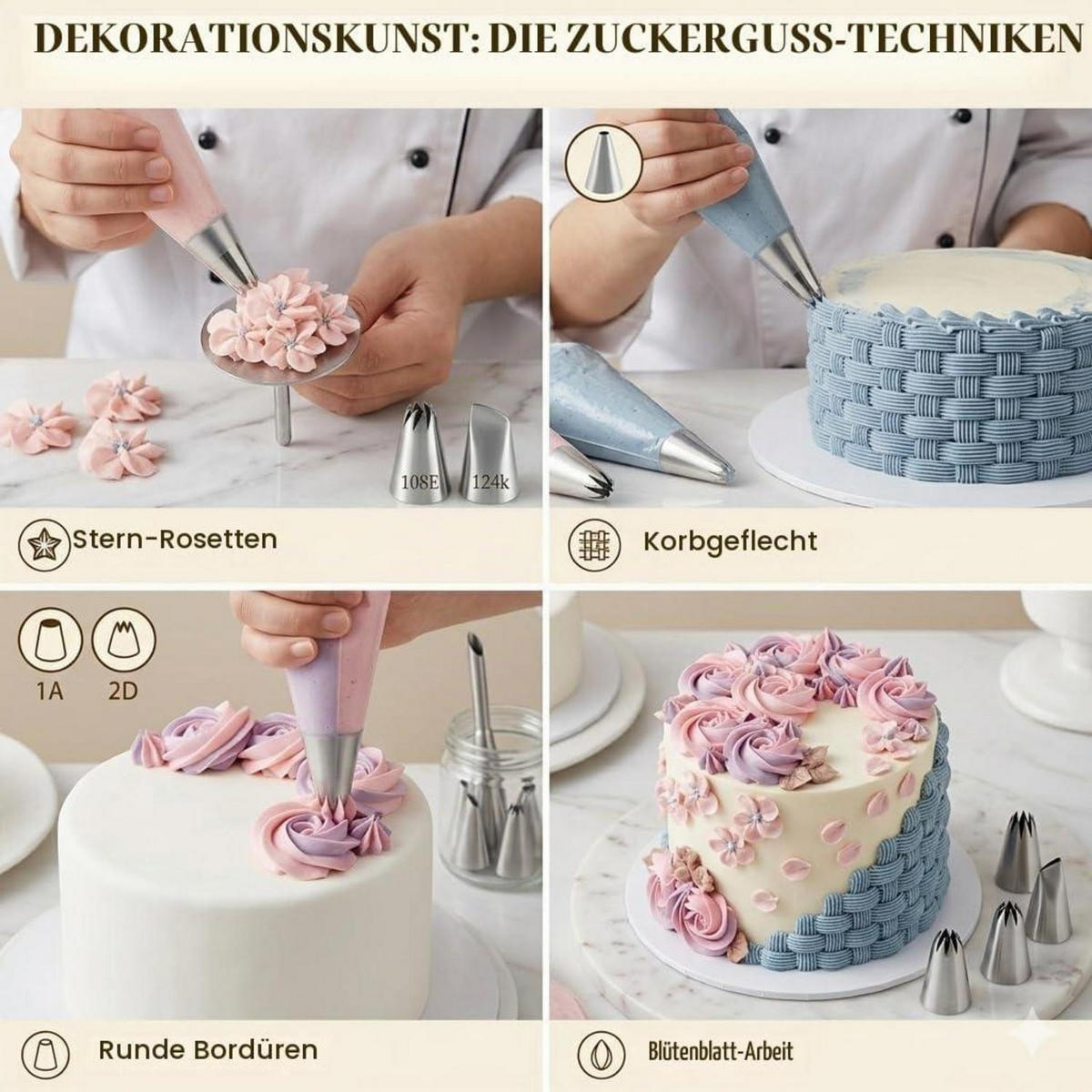 SPRITZTÜLLEN 12-teiliges Set Edelstahl - Silberfarben, Metall (2.5/2.5/9.5cm)