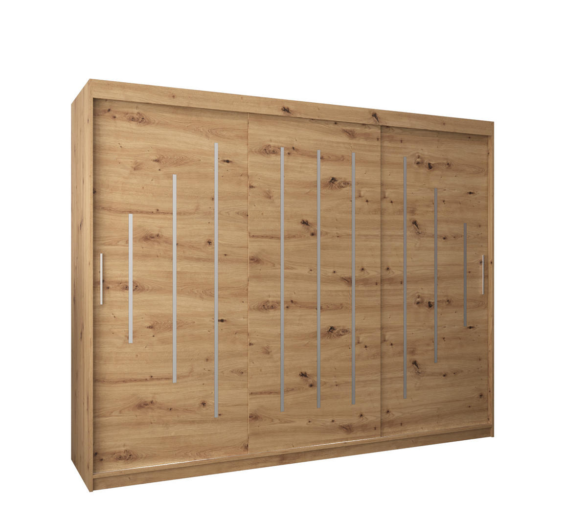 SCHWEBETÜRENSCHRANK 200/250/62 3-türig - Silberfarben/Eiche Artisan, Holz/Kunststoff (250/200/62cm) - Abiks Möbel