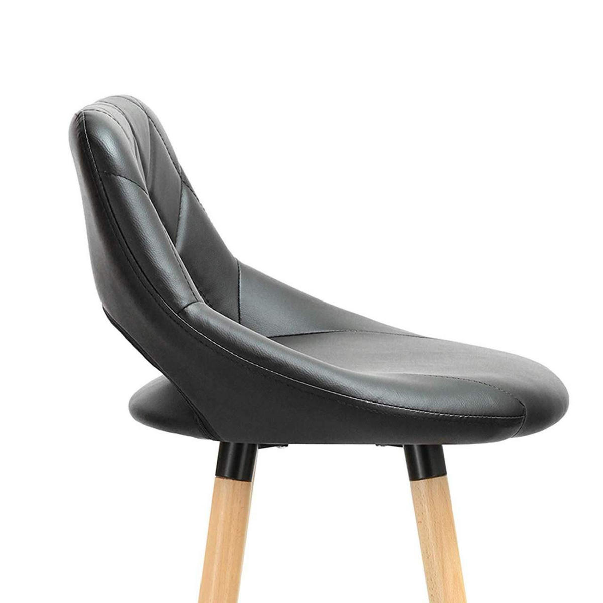 BARHOCKER 2er Set, aus Kunstleder, Holzgestell, Schwarz - Buchefarben/Schwarz, Holz/Textil (43/91/43cm) - Woltu