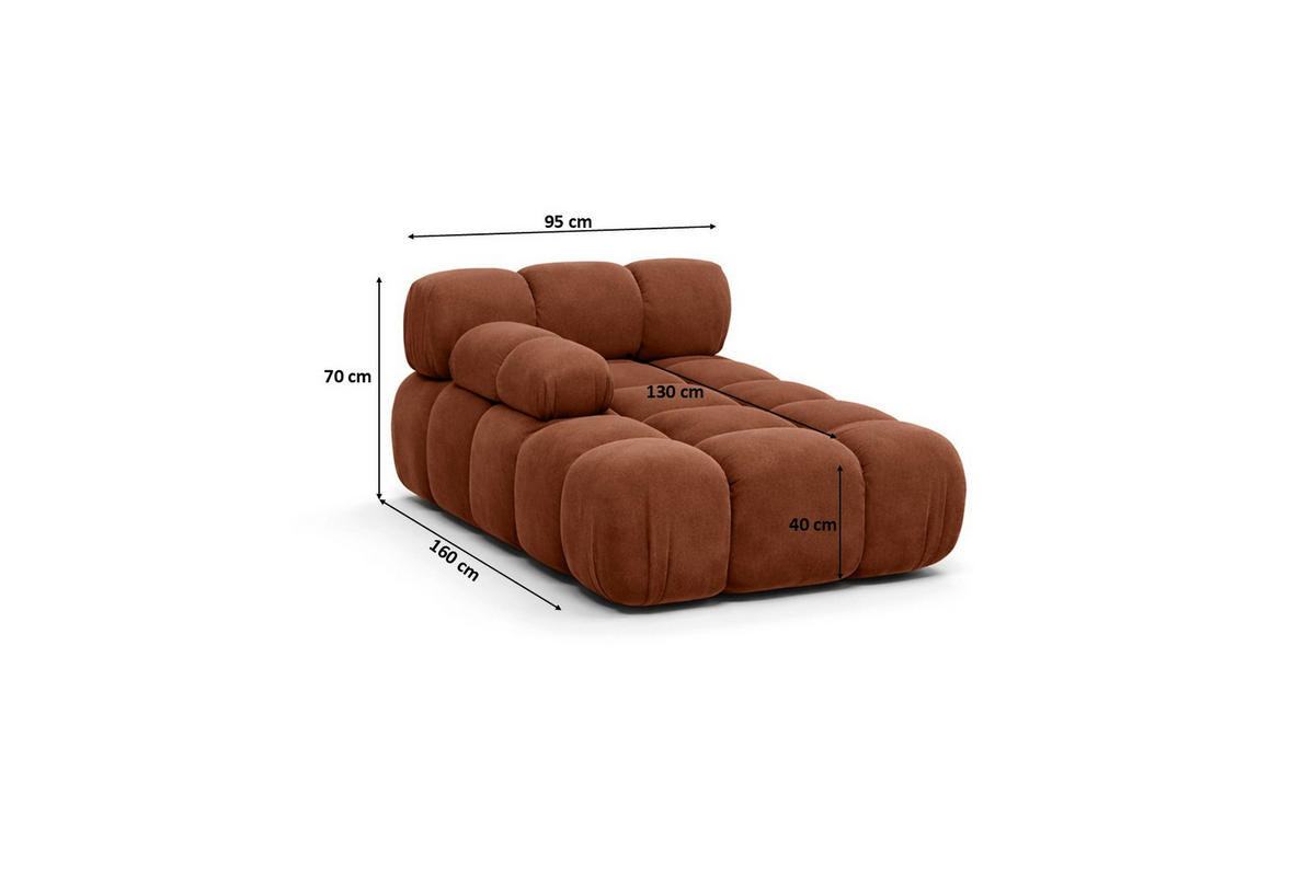 CHAISELONGUE Modular, Veloursstoff Salvador, Dunkelbraun, Links, Selia - Dunkelgrün/Dunkelbraun, Holz (95/70/160cm) - Kaiser Möbel