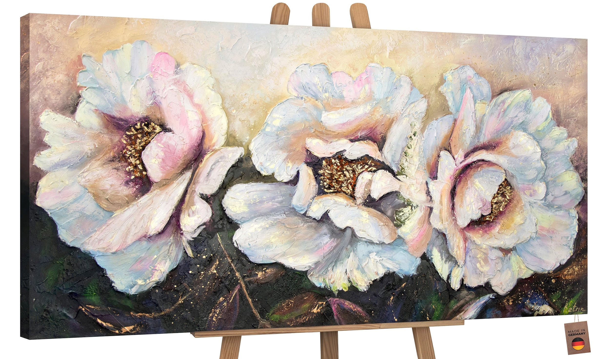 GEMÄLDE Pfingstrosen auf Keilrahmen 160x80 cm - Multicolor, Holz (160/80cm) - YS-art gallery
