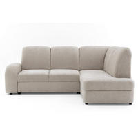 ECKSOFA VIBE L Rechts mit Schlaffunktion 129x205 Chenille Beige - Beige/Schwarz, Holz/Kunststoff (250/186cm) - Muffo