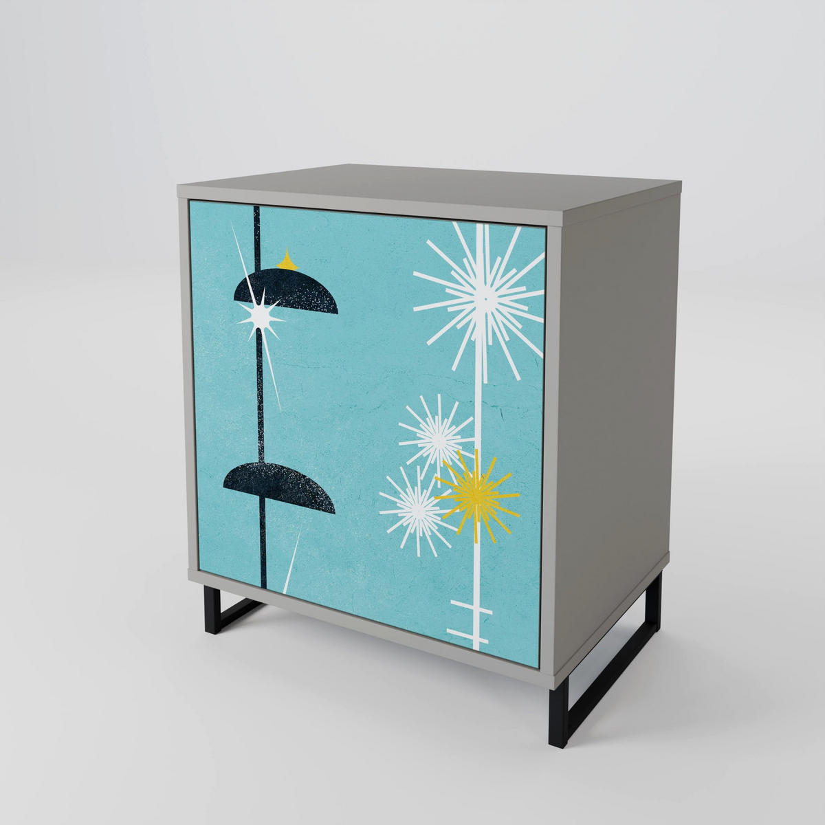 SIDEBOARD PATHS TO HAPPINESS, Grau, 57,5x42x57,5 cm, Ohne Füße - Multicolor/Grau, Holzwerkstoff (57.5/57.5/42cm) - SpaceRebels