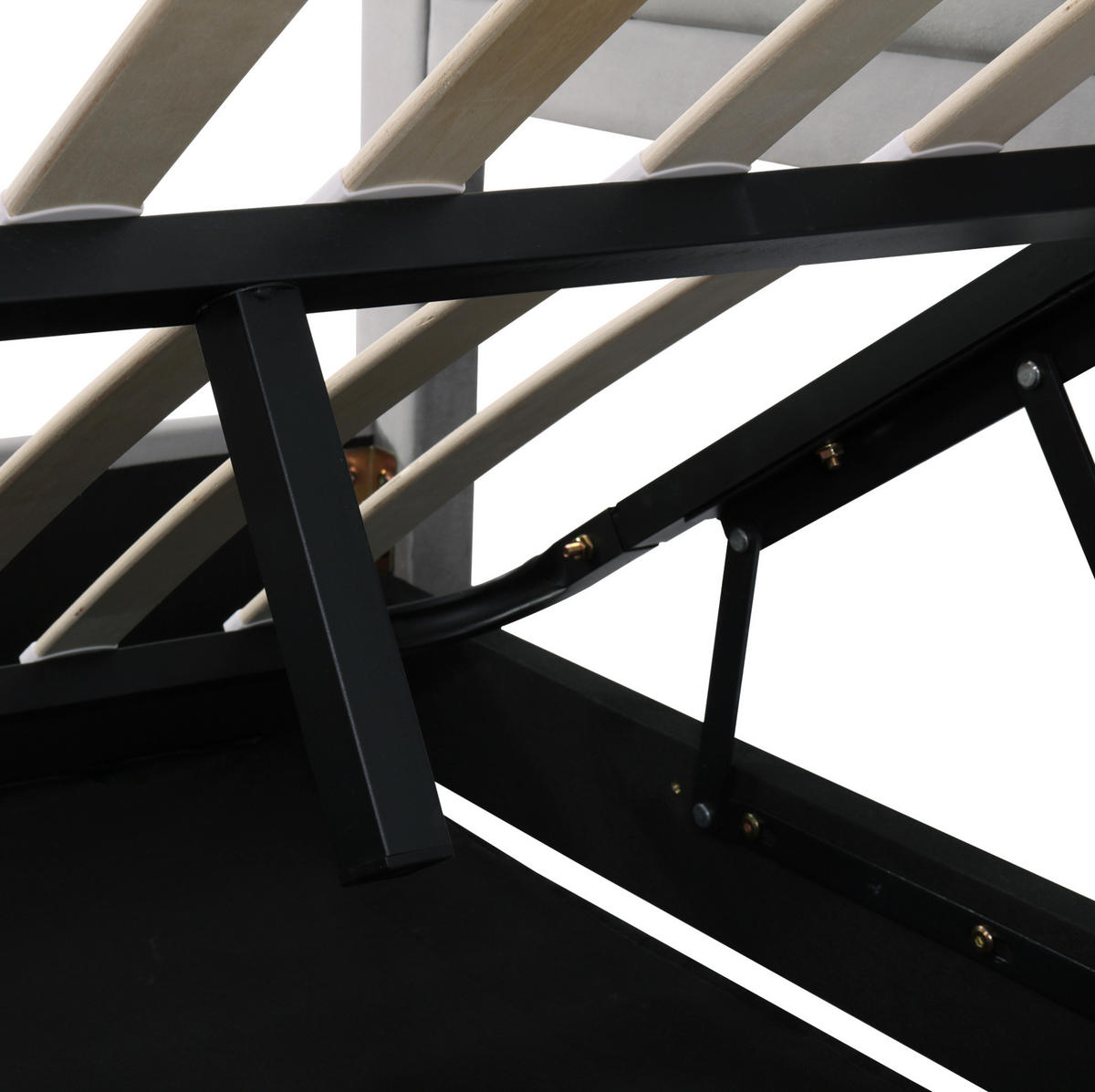 POLSTERBETT 140/200 cm Grau aus Samt und Stahl mit Stauraum - Grau, Metall (140/200cm) - OKMYHOME