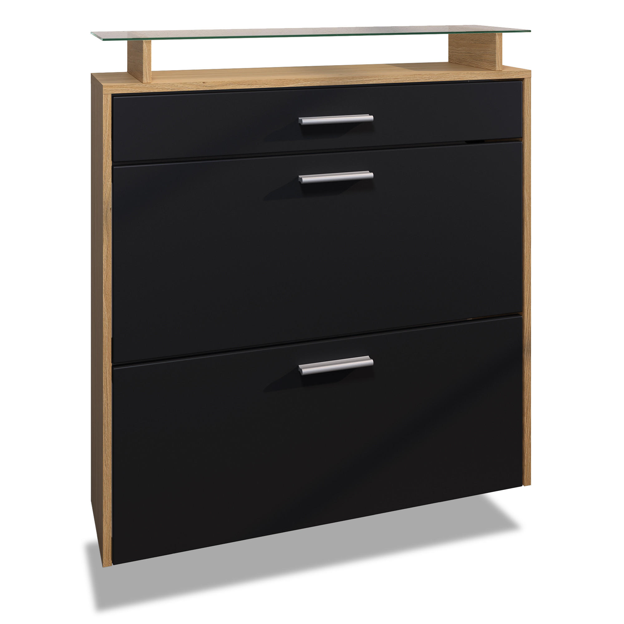 Vladon Schuhschrank Schwarz 89x95.5x23 cm