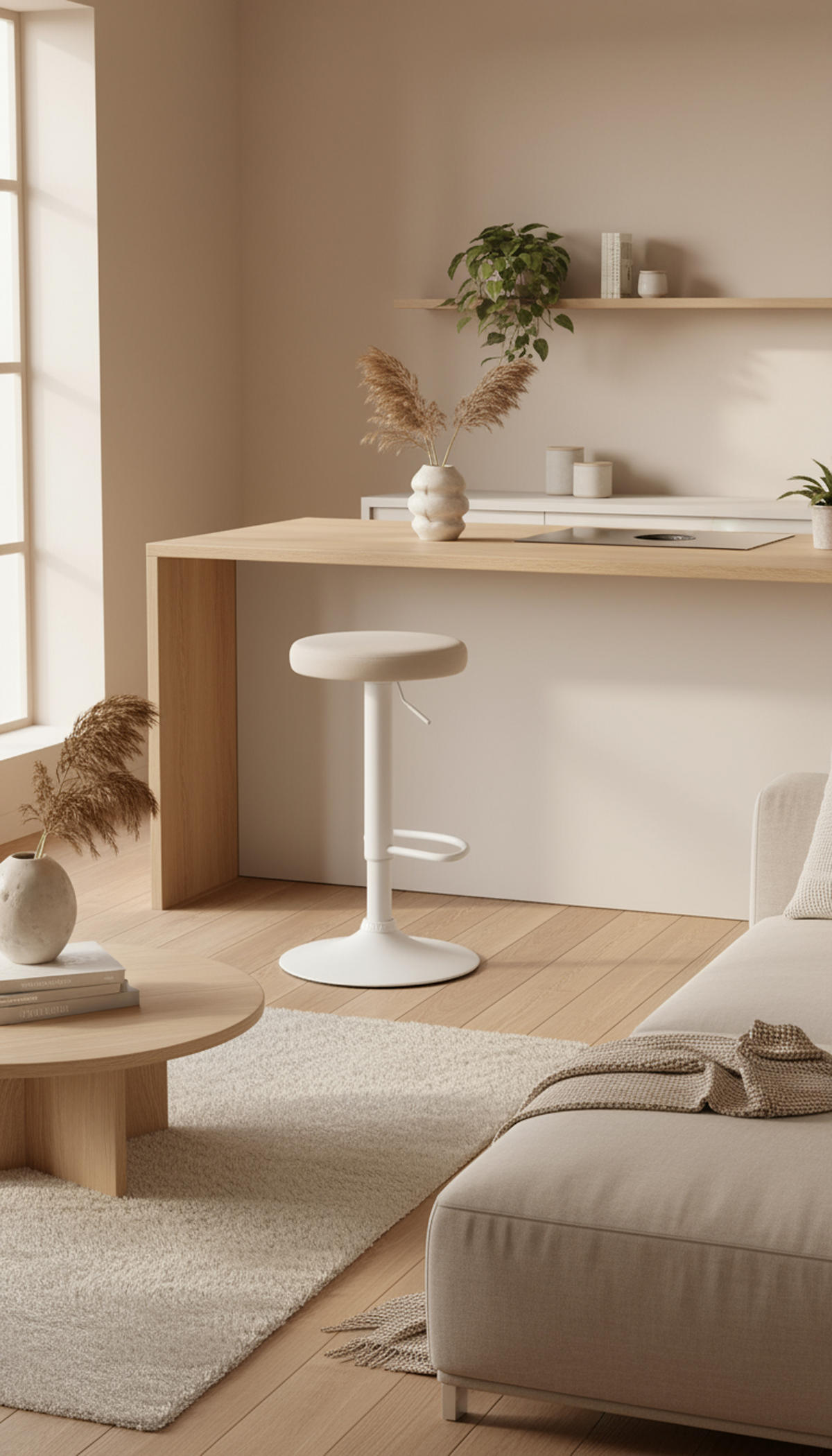 BARHOCKER Pontius Samt weiß creme - Naturfarben/Weiß, Textil/Metall (38.5/81/38.5cm) - TPFLiving