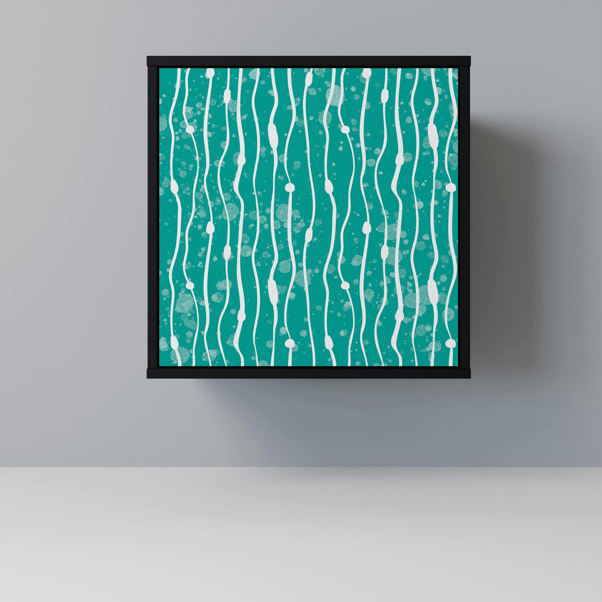 SIDEBOARD TURQUOISE RAIN, Schwarz, 57,5x42x72,5 cm, Schwarze Metallfüße - Multicolor/Schwarz, Holzwerkstoff/Metall (57.5/72.5/42cm) - SpaceRebels
