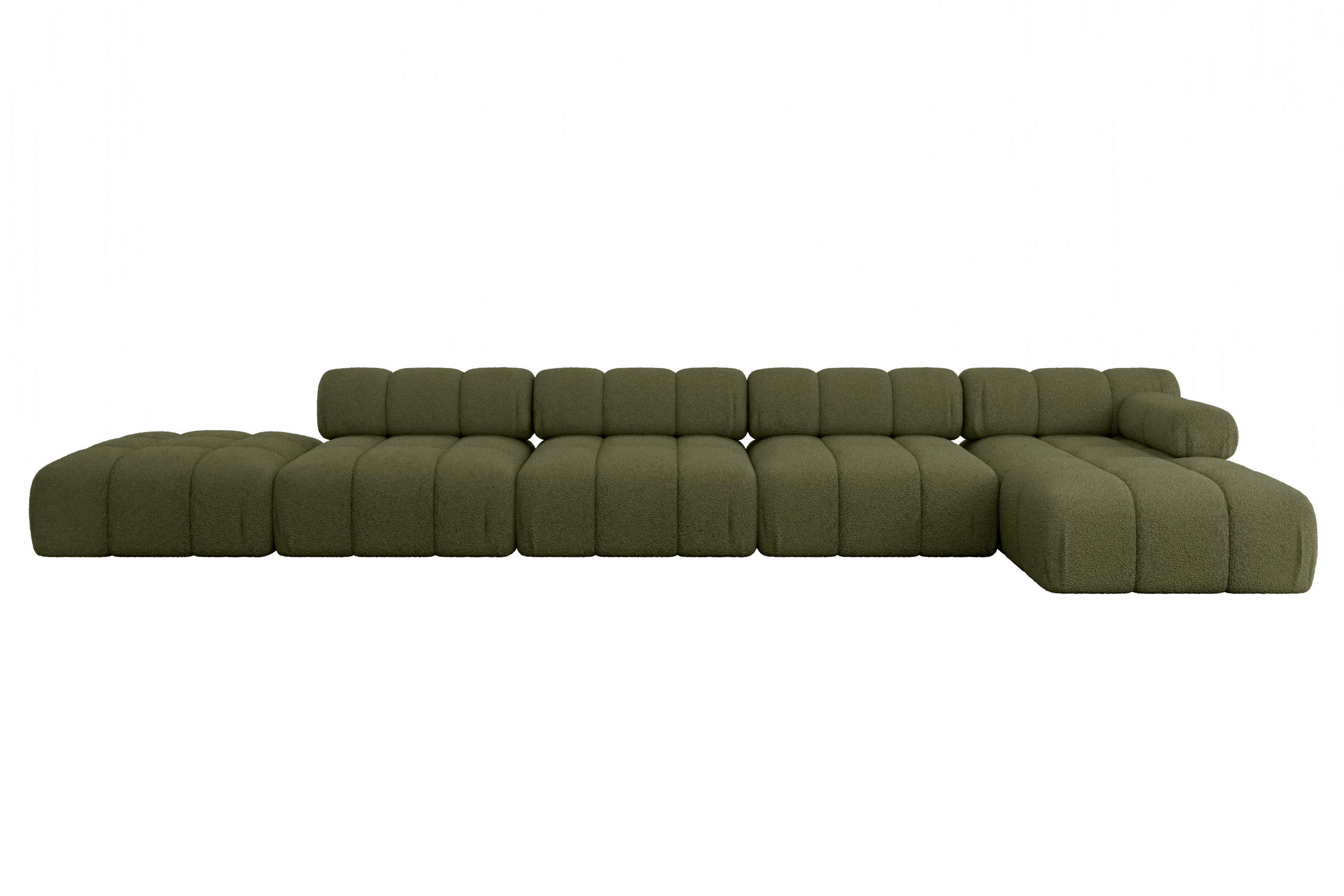 ECKSOFA modulares Sofa Lizur-L3 - 475x160x70 cm Grün Bouclé - Grün, Holzwerkstoff/Textil (475/160cm) - ALTDECOR