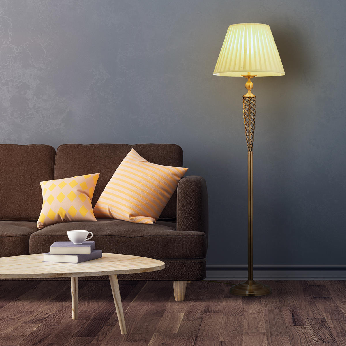 STEHLAMPE - Kupferfarben, Kunststoff/Textil (42/42/157cm) - Relaxdays