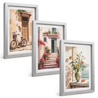 BILDER SET 3er Set - 20x30 cm Silberner Rahmen - Straßen, Blumen und Fahrräder - Silberfarben, Kunststoff (20/30cm) - TULUP