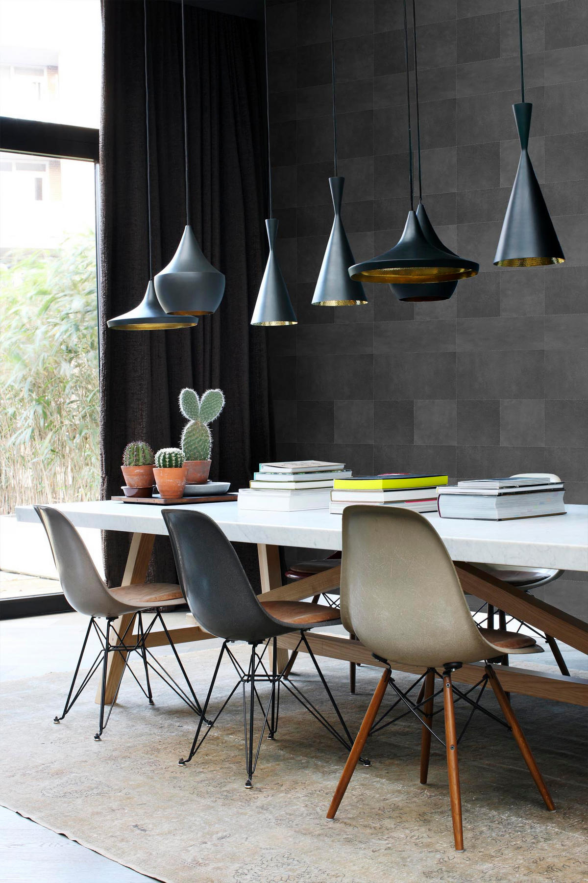 XXL-VLIESTAPETE Fliesenmuster mit Lederoptik 50 x 837 cm - Grau, Papier (50/837cm) - Origin Wallcoverings